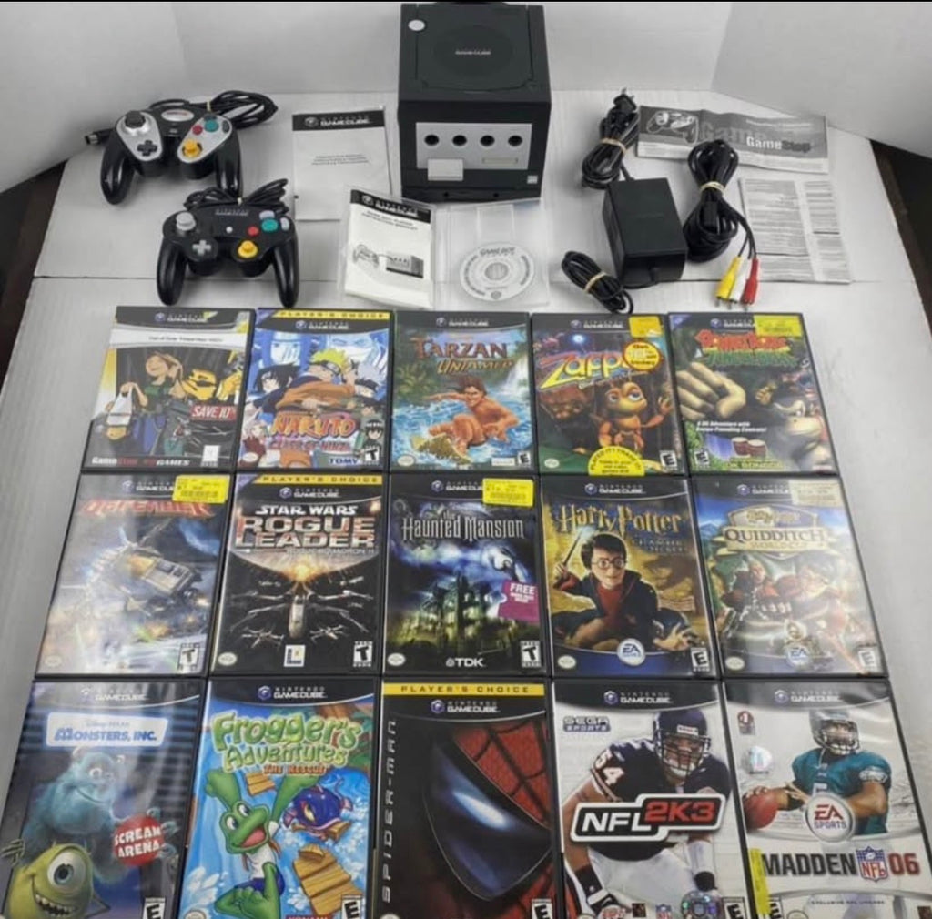 Nintendo GameCube Console Bundle w/ Game Boy Player & Disc, 2 Controllers, 15 games